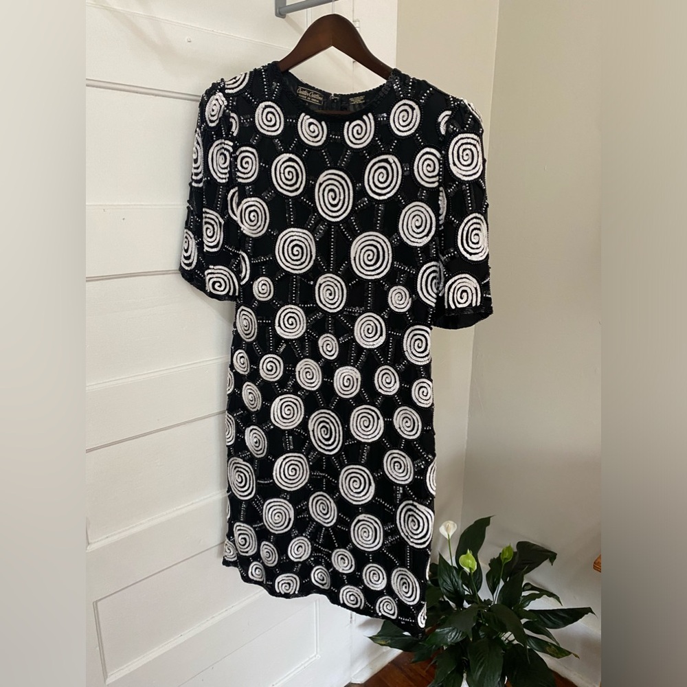 SZ S Creative Creations 100% Silk Sequined Cocktail Dress